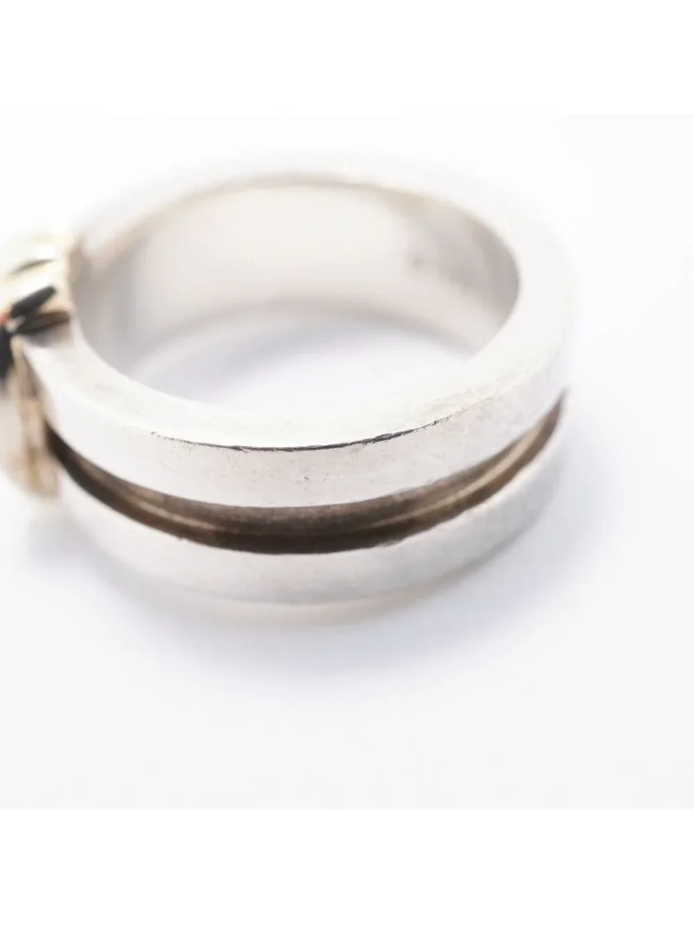 Tiffany & Co Ring Groove with 18K Yellow Gold 925 Sterling Silver